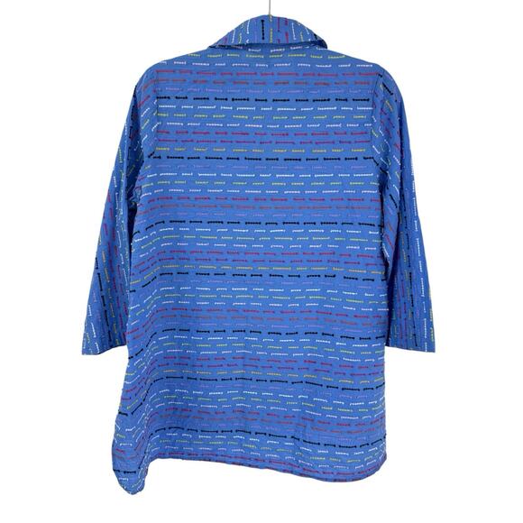 Habitat Clothes to Live In Small Tunic Blue Colorful Dashes 3/4 Sleeve Lagenlook - Picture 2 of 10
